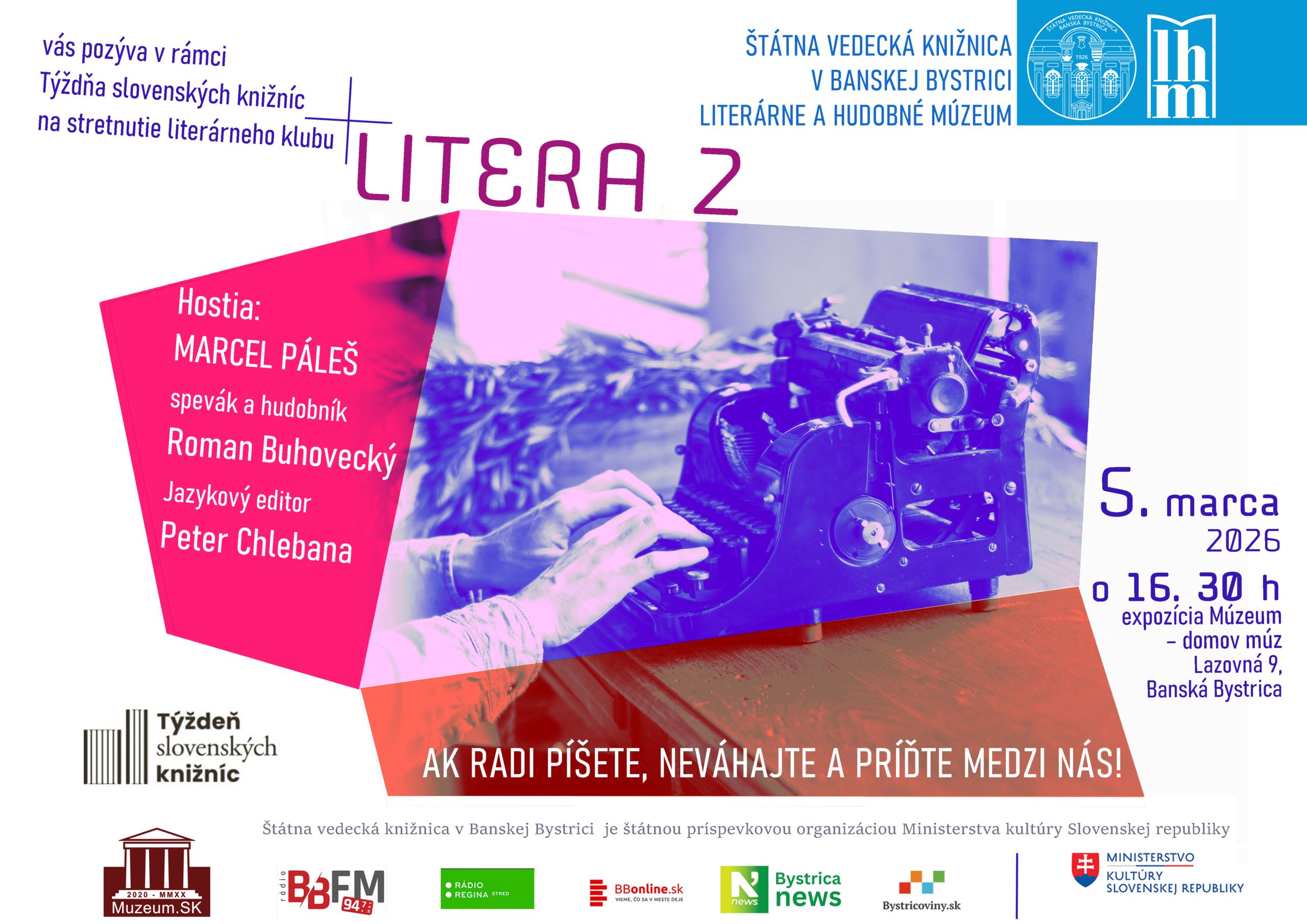 plagát stretnutie literárneho klubu LITERA 2