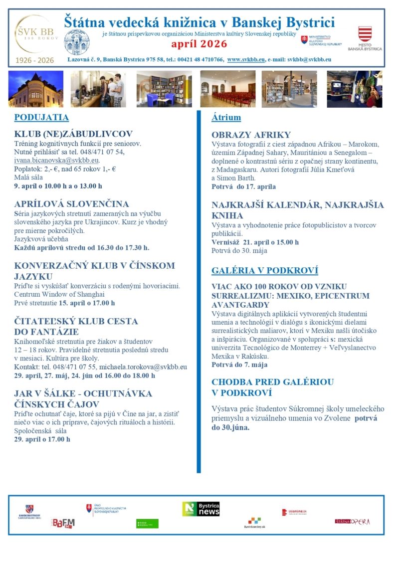 plagát k programu na apríl 2026, jeho textovú formu môžete zobraziť po kliknutí na obrázok alebo priamo na odkaze https://svkbb.eu/wp-content/uploads/2026/03/plagat-april-2026.pdf