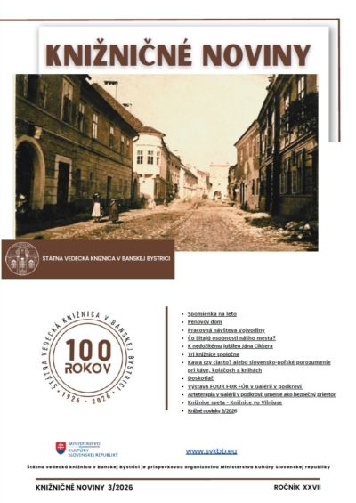 Knižničné noviny 2/2026. Textovú formu zobrazíte po kliknutí na obrázok alebo priamo na odkaze https://svkbb.eu/wp-content/uploads/2026/09/KN-3-2026-web.pdf